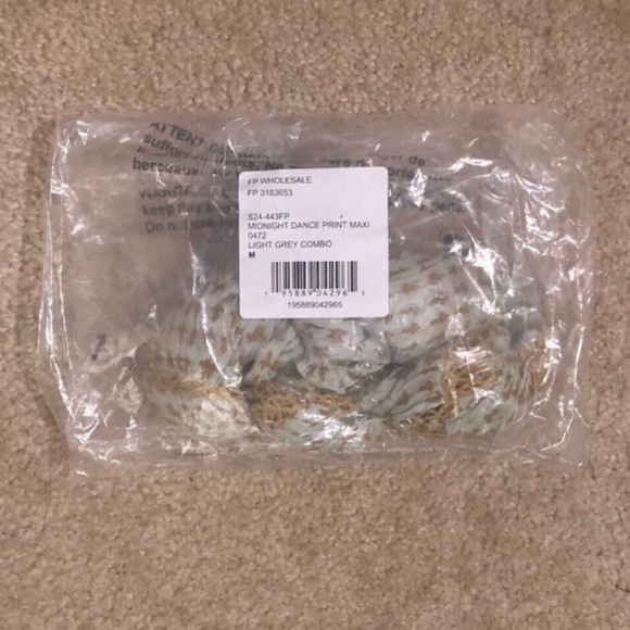 Free People Midnight Dance Print Maxi Dress In Grey Combo. NWT! Sz M - Picture 9 of 13